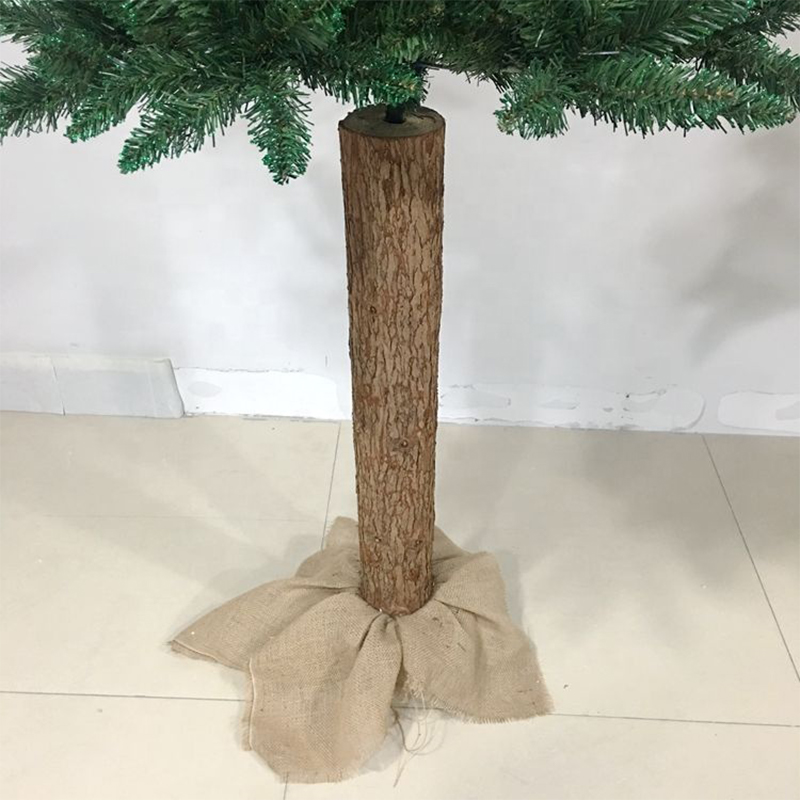 1.95m green glitter pvc artificial christmas tree wood pole