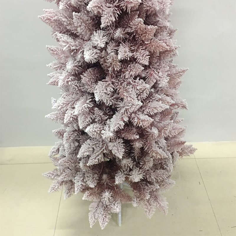 New Arrival Led Artificial slim pink flocked christmas trees