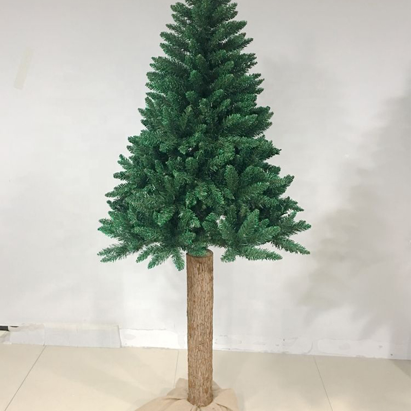 1.95m green glitter pvc artificial christmas tree wood pole