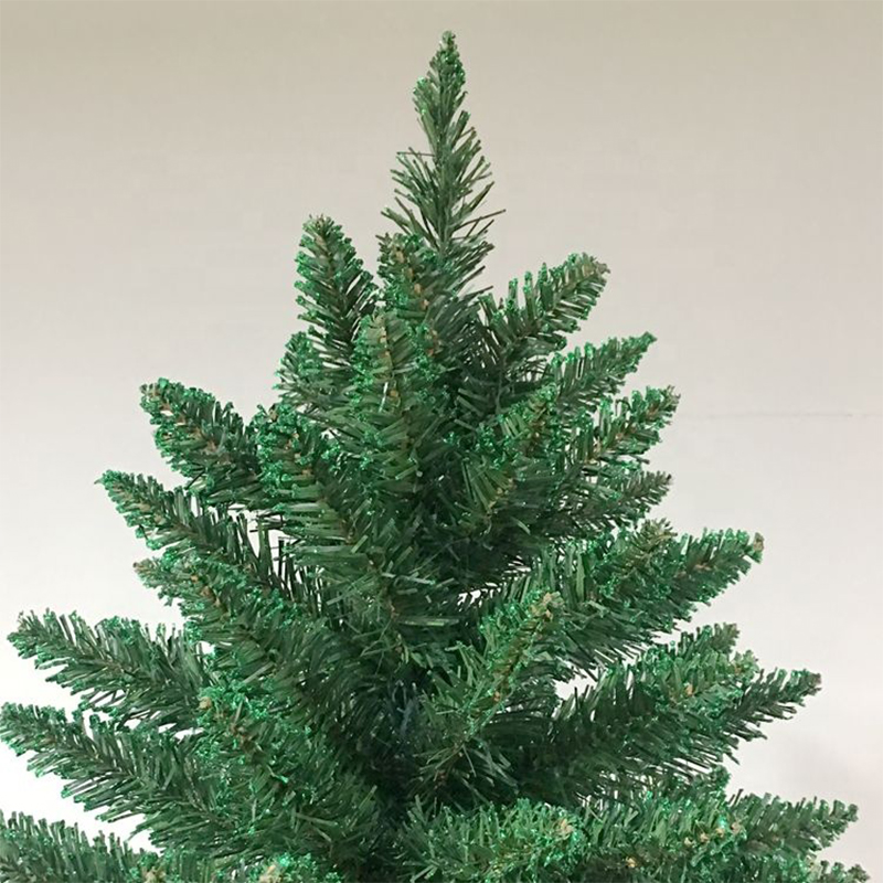 1.95m green glitter pvc artificial christmas tree wood pole