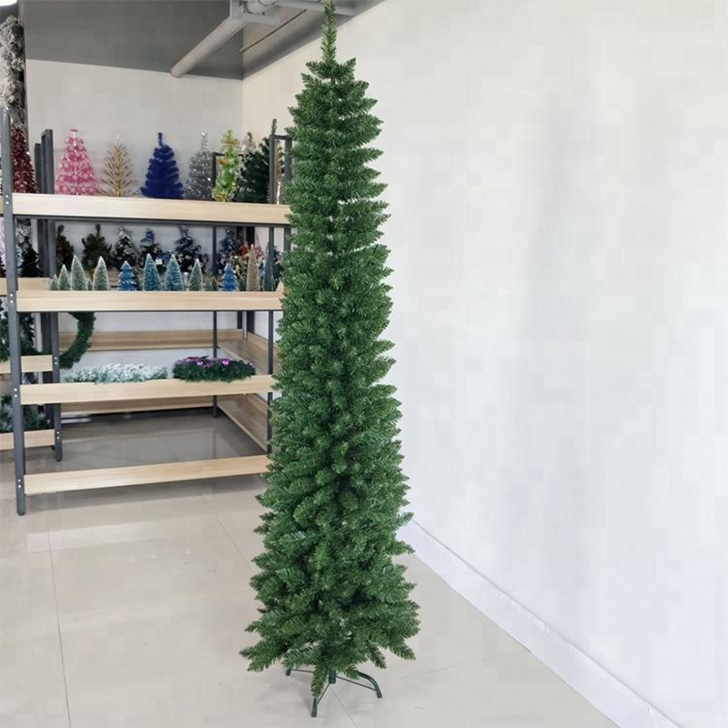 Artificial 7ft slim straight pencil shaped outdoor christmas tree