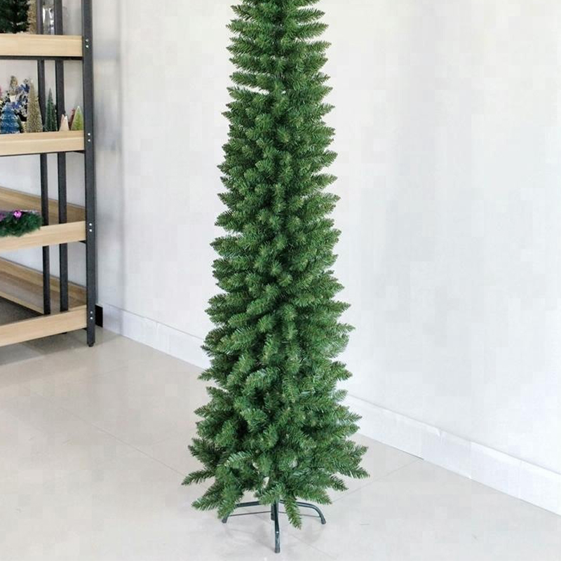 Artificial 7ft slim straight pencil shaped outdoor christmas tree