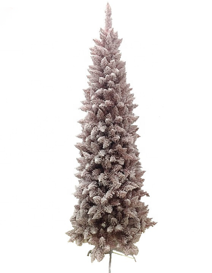 New Arrival Led Artificial slim pink flocked christmas trees