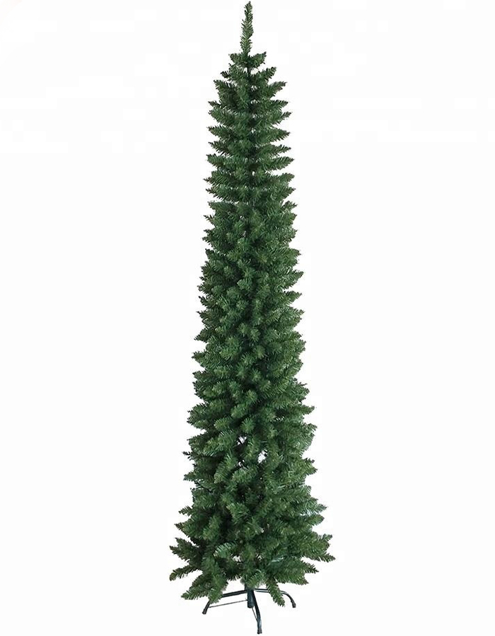 Artificial 7ft slim straight pencil shaped outdoor christmas tree