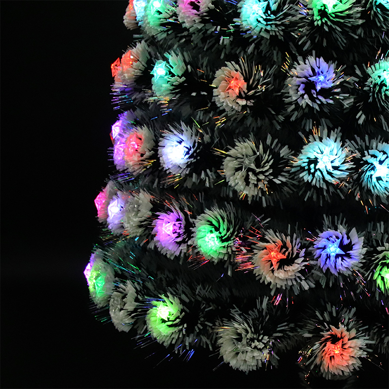 Dark green/white Colorful light fiber christmas tree