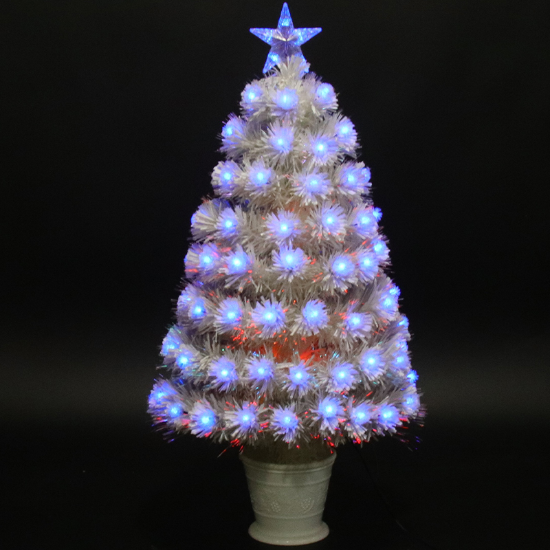 Optical Fiber Lights Christmas Tree with plastic balls decorations