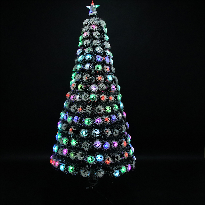 Dark green/white Colorful light fiber christmas tree