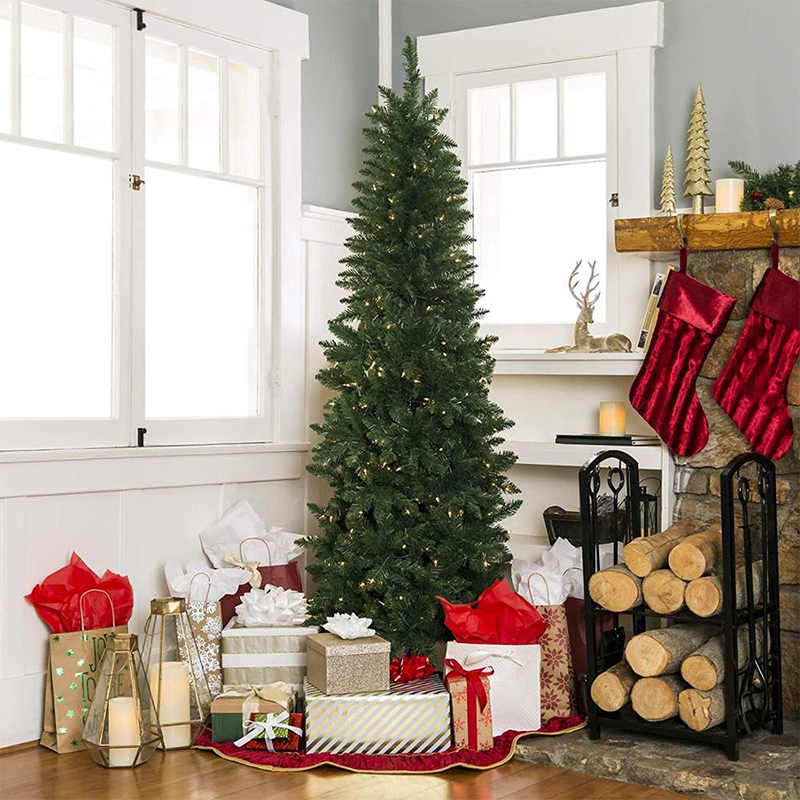 7.5ft Pre-Lit Hinged Fir Artificial Pencil slim christmas tree