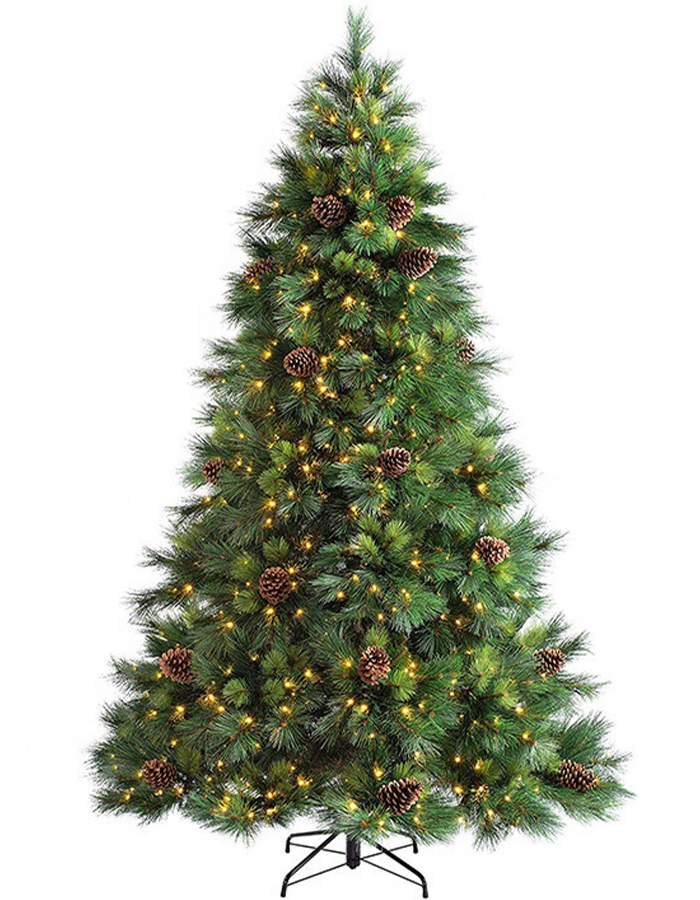 7.5ft pre-lit pine needle and pvc mixed hinged led christmas tree