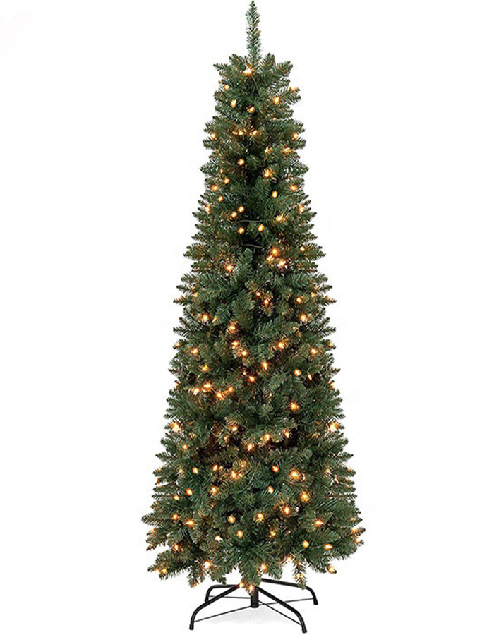 7.5ft Pre-Lit Hinged Fir Artificial Pencil slim christmas tree