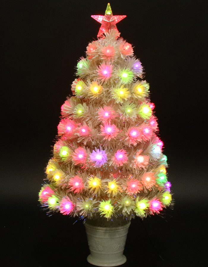 Optical Fiber Lights Christmas Tree with plastic balls decorations