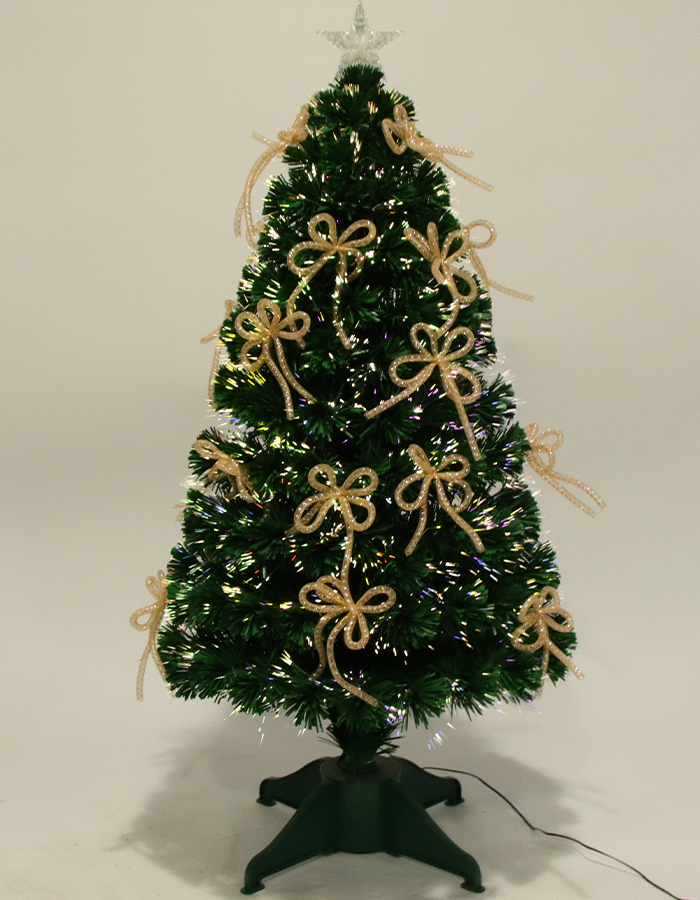 Optical Fiber christmas Tree with light-emitting bows decorations