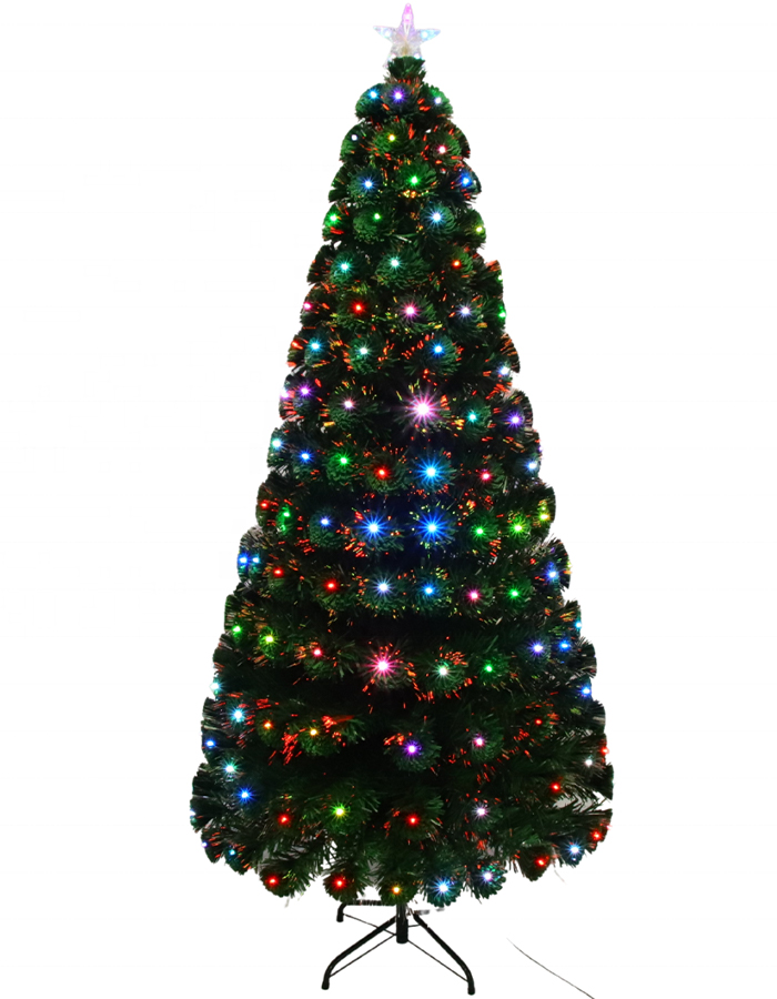 6FT Pre-Lit Artificial Christmas Tree Optical Fiber All lights Multicolor LED Lights & Plastic Stand Mini tabletop tree