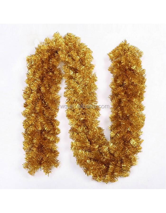 9ft long shiny gold Tinsel plastic christmas garland