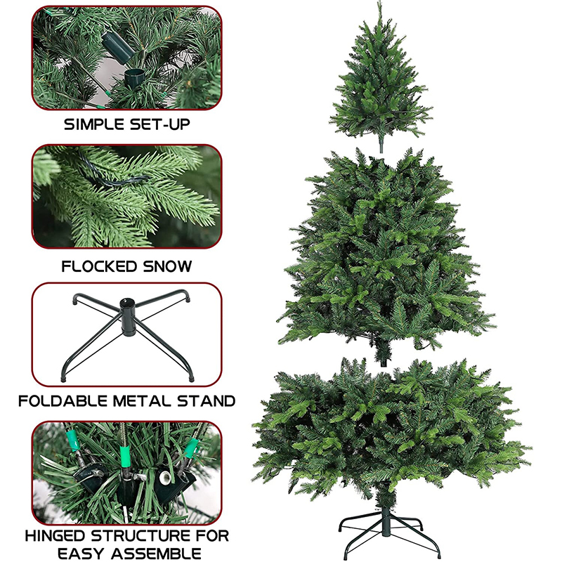 Union Tree PreLit 'Feel Real' Artificial Full Christmas Tree, Green, Frasier Grande, Warm White LED Lights with Foladable Stand