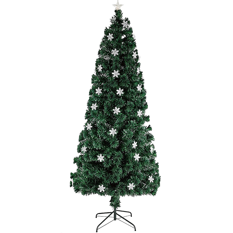 Union Tree PreLit Optical Fiber Christmas Artificial Tree, with LED RGB Color Changing Led Lights, Snowflakes and Top Star, Festive Party Holiday Fake Multicolor Xmas Tree with Durable Metal Legs