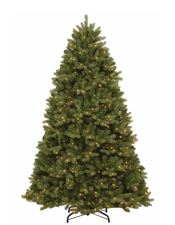 Uniontree Pre-Lit 'Feel Real' Artificial Full Downswept Christmas Tree, Green, Douglas Fir, White Lights, Includes Stand, 6.5 feet