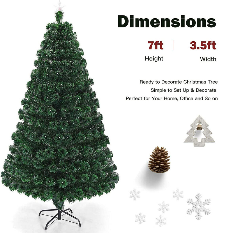 Uniontree 7Ft Artificial Christmas Tree 7FT Pre-Lit Optical Fiber Tree 8 Flash Modes W/UL Certified Multicolored LED Lights & Metal Stand