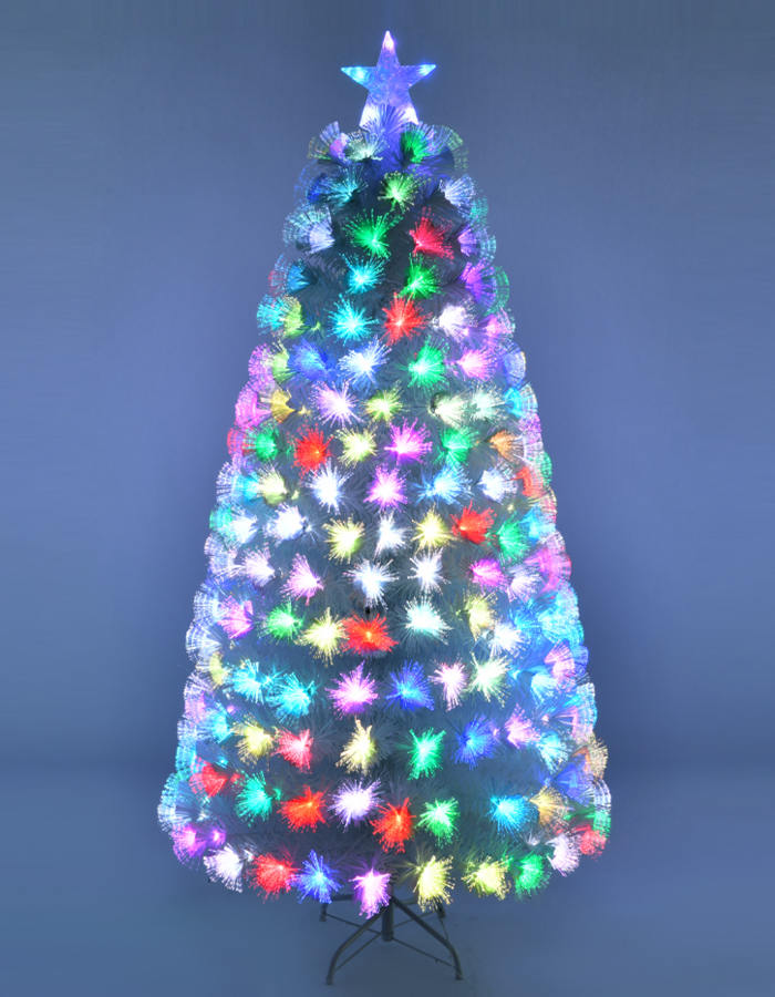 Union Tree PreLit 7FT Transparent PVC Christmas Tree Fiber Optic with Top Star and Foladable Stand