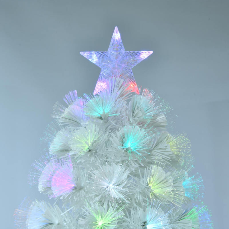 Union Tree PreLit 7FT Transparent PVC Christmas Tree Fiber Optic with Top Star and Foladable Stand