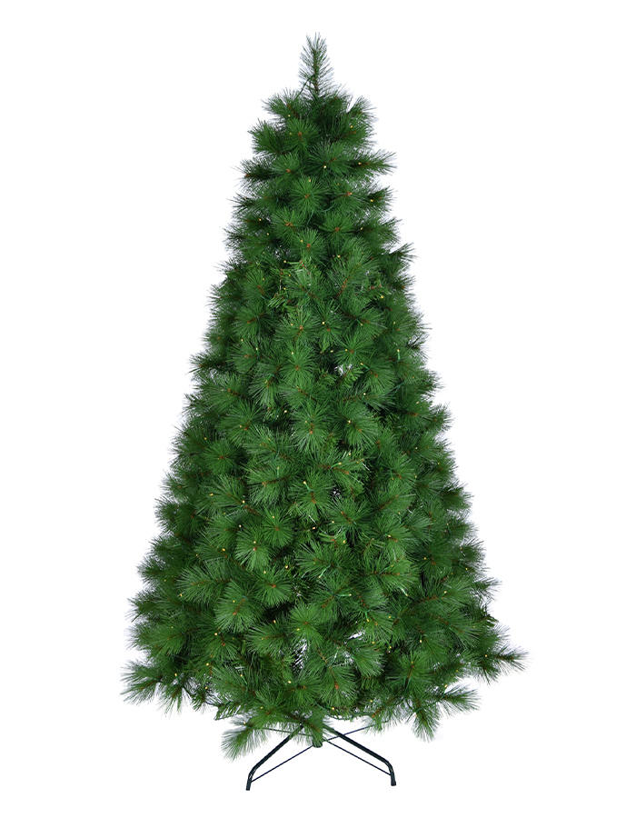 Union Tree Artificial PVC & Pine Needle Mixed Christmas Tree with Warm White LED Lights, Festive Party Holiday Fake Multicolor Xmas Tree with Durable Metal Legs