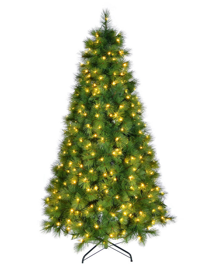 Union Tree Artificial PVC & Pine Needle Mixed Christmas Tree with Warm White LED Lights, Festive Party Holiday Fake Multicolor Xmas Tree with Durable Metal Legs