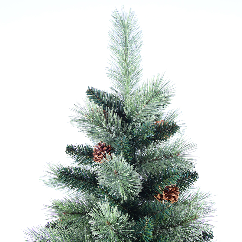 6ft flowering pine needle&pvc hinged Christmas tree with pine cones Flowering pine tree QL-14