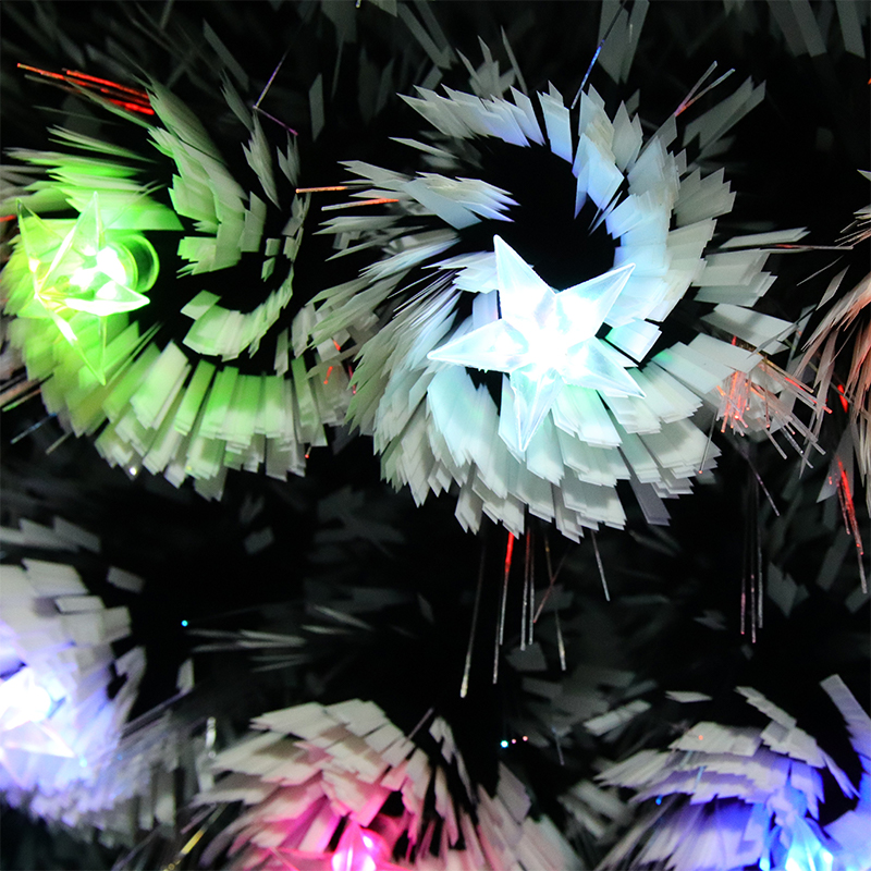 Dark green white edge colorful fast flash full light fiber optic tree